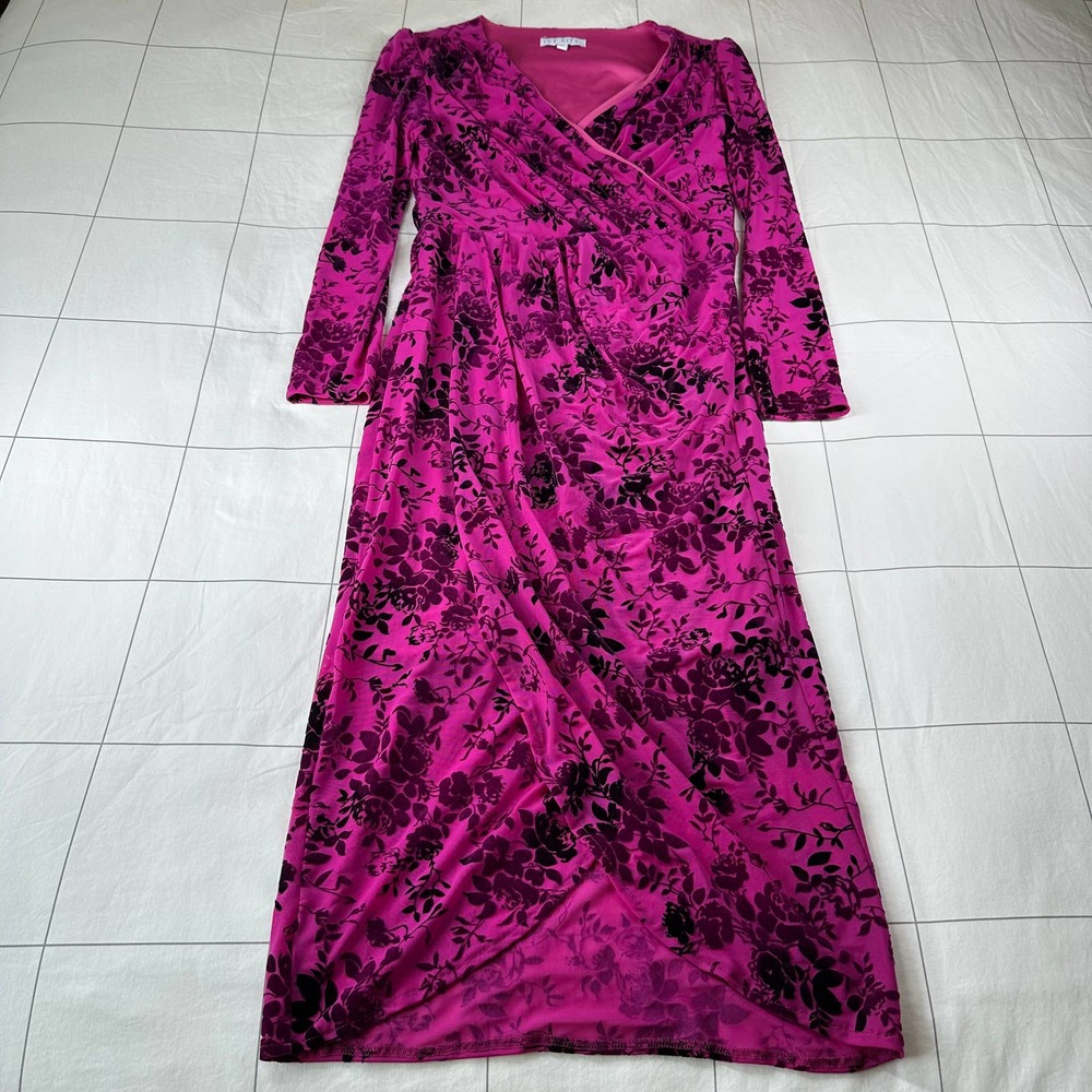 Ivy City Co Dress Womens Medium Lovestruck Amaya Burnout Velvet Tulip Party